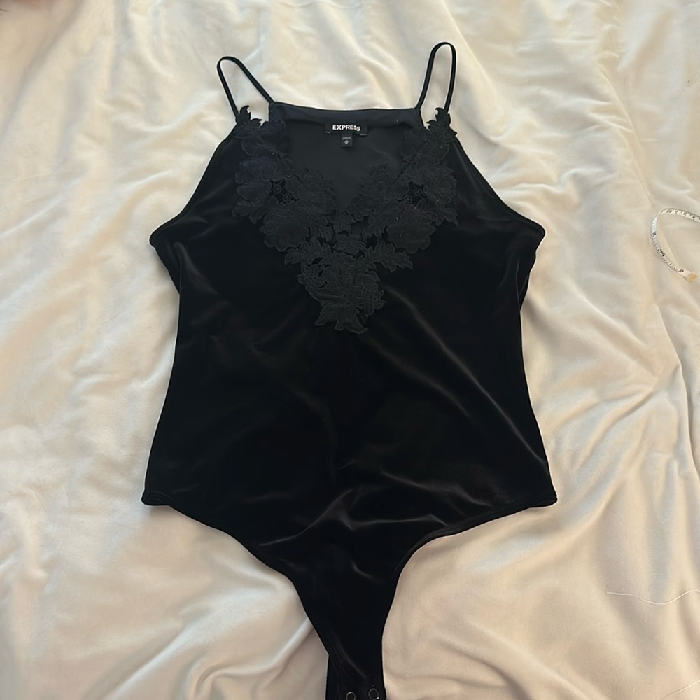 Express Velvet Black bodysuit